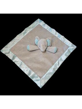 ALDI Little Journey Elephant Lovey Security Blanket Satin Blue Gray Cuddle Buddy